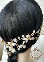 Сватбена диадема украса за коса - Gardenia Gold by Rosie
